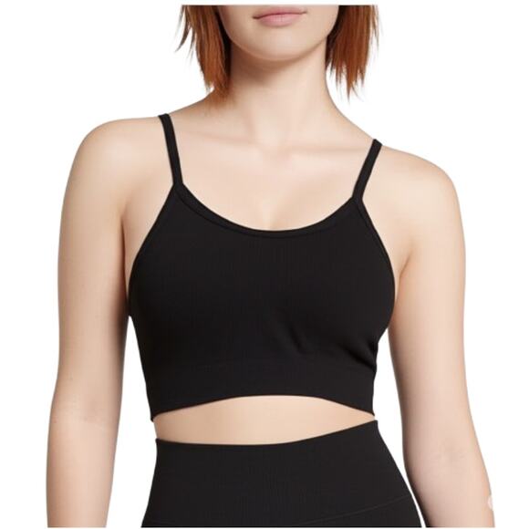 OFFLINE by Aerie Seamless Longline Sports Bra Strappy Back Black Medium NWT - Picture 1 of 6